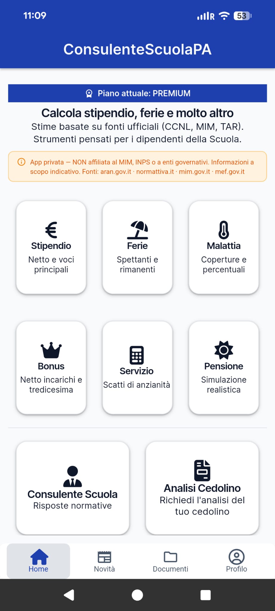 Home dell'app ConsulenteScuolaPA
